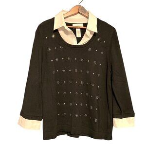 Alfred Dunner Womens Black Sweater Size L